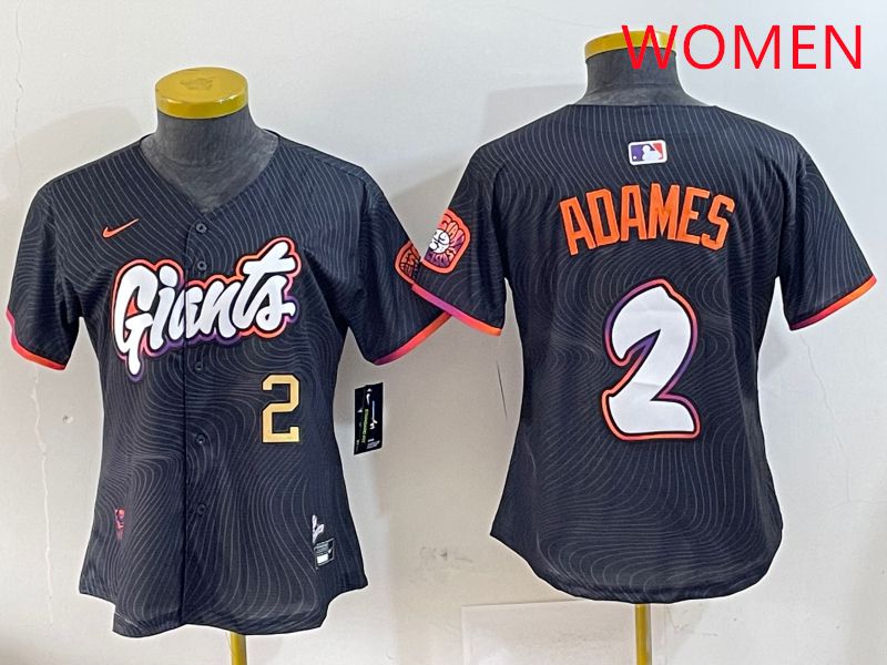 Women San Francisco Giants #2 Adames Black Joint Name Nike 2025 MLB Jersey style 2